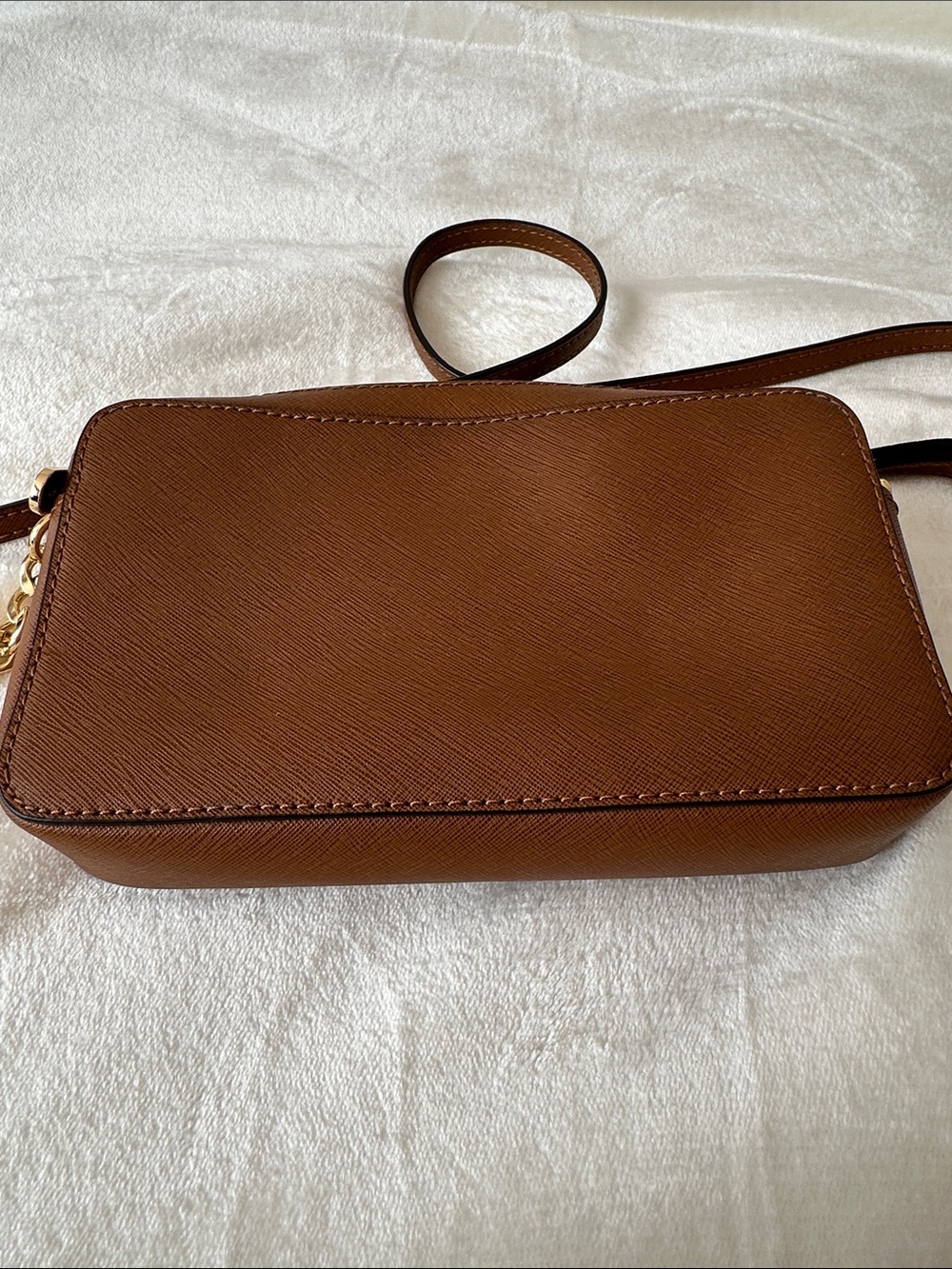Michael Kors Chestnut Brown Saffiano Crossbody with Gold Chain - Picture 7 of 13